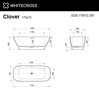 Ванна из искусственного камня WHITECROSS Clover 0220.170072.200 170x72 см белый матовый